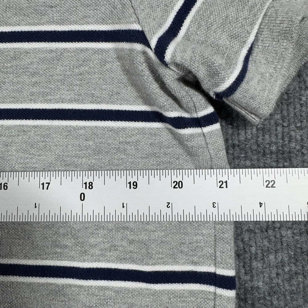 Polo Jeans Company Shirt Mens XL Gray US Flag‎ Blue White Short Sleeve Striped